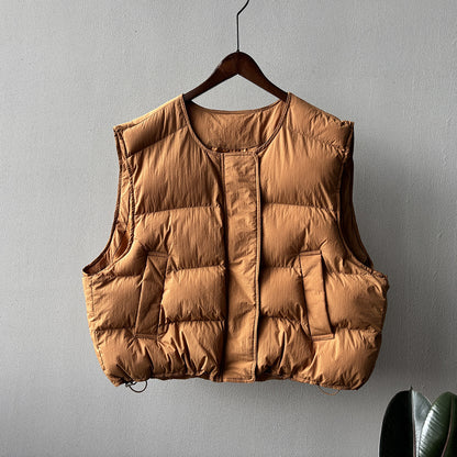 【Y82635】實拍秋冬簡約圓領棉背心251106