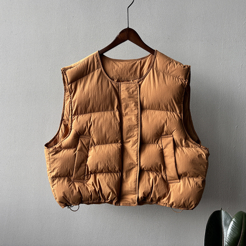 【Y82635】實拍秋冬簡約圓領棉背心251106