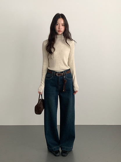 【LD11061】實拍紗網肌理超彈高領修身打底T恤251209