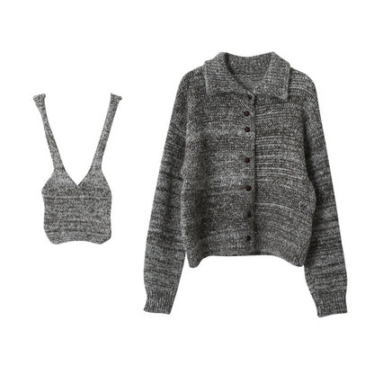 【LD3296】實拍輕奢復古寬翻領厚實針織外套＋針織包251103