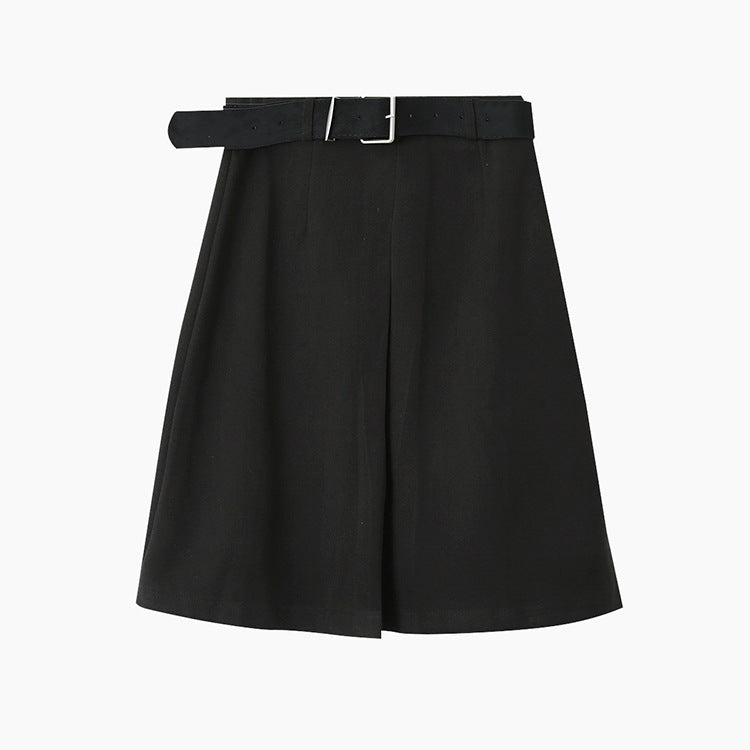 【LD3300】實拍S~XL韓版高腰顯瘦毛呢A字裙＋腰帶251103