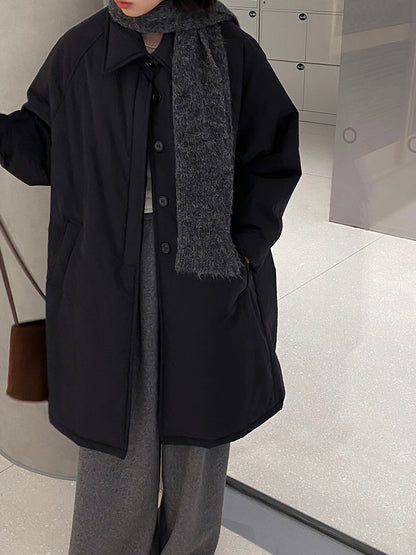 【cimz1235】 雪山奶糖 Muji 風輕薄初冬簡約廓形寬鬆棉服外套260108