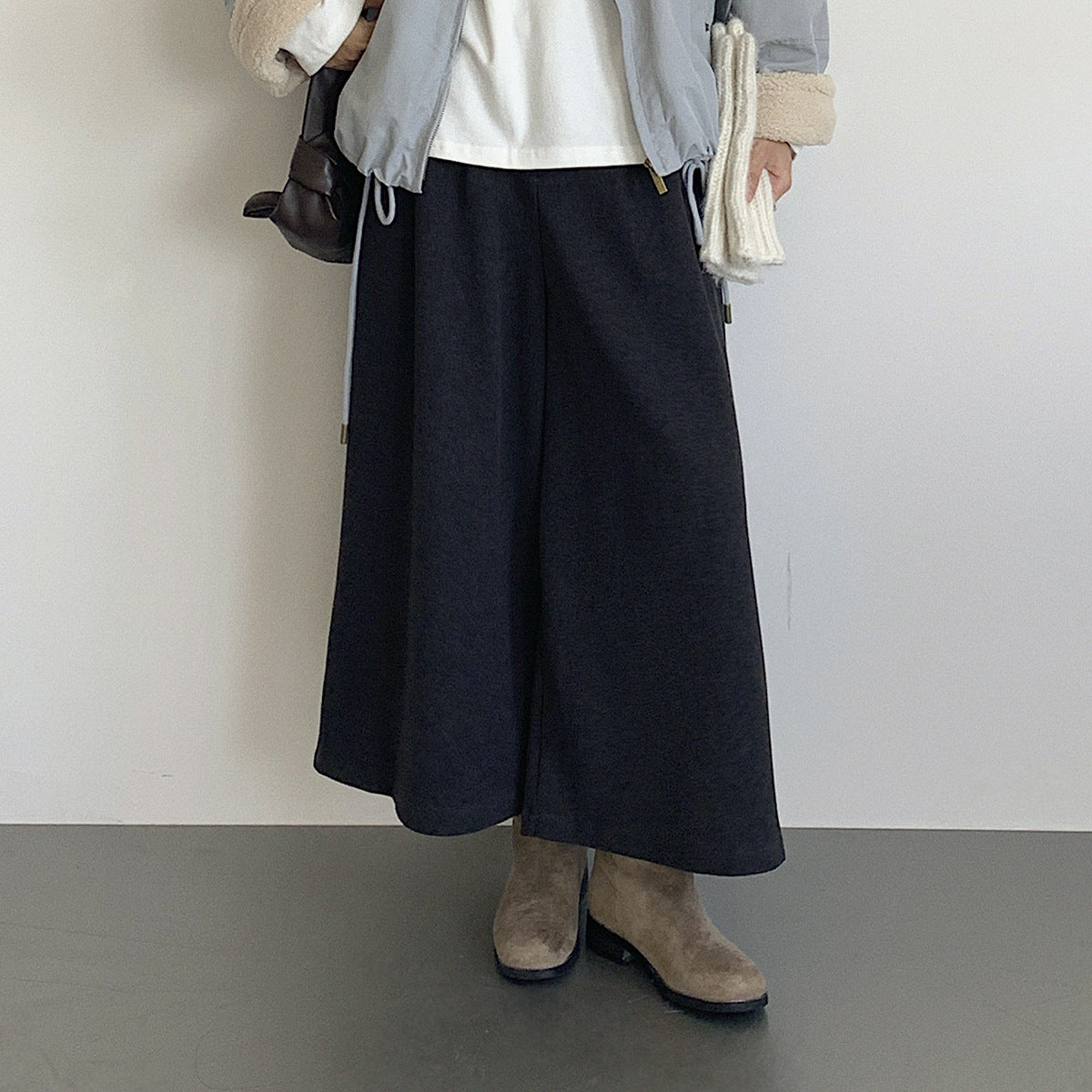 【LD11035】實拍S~L韓版寬鬆高腰毛呢加絨加厚九分褲251124