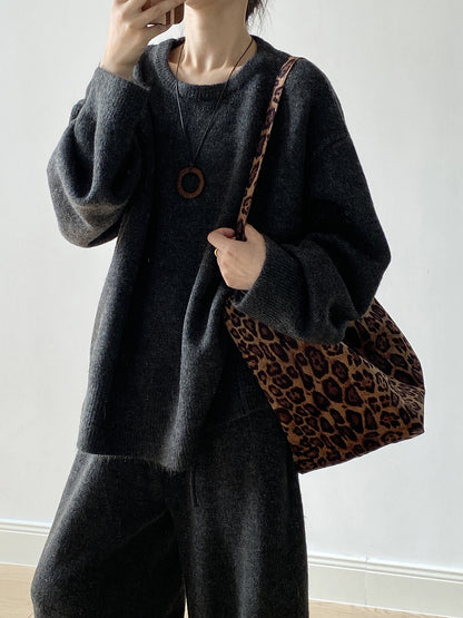 【YP1015】 實拍寬鬆針織毛衣＋休閒針織長褲 套裝251023