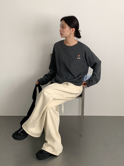 【LD11025】實拍舒適小熊刺繡寬鬆長袖T恤251124