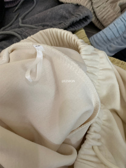 【L1185】實拍檸檬秋冬簡約羊絨抽繩直筒休閒褲251117