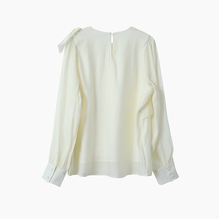 【LD3290】實拍法式釘珠蝴蝶結天絲雪紡襯衫251103