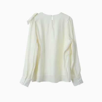 【LD3290】實拍法式釘珠蝴蝶結天絲雪紡襯衫251103