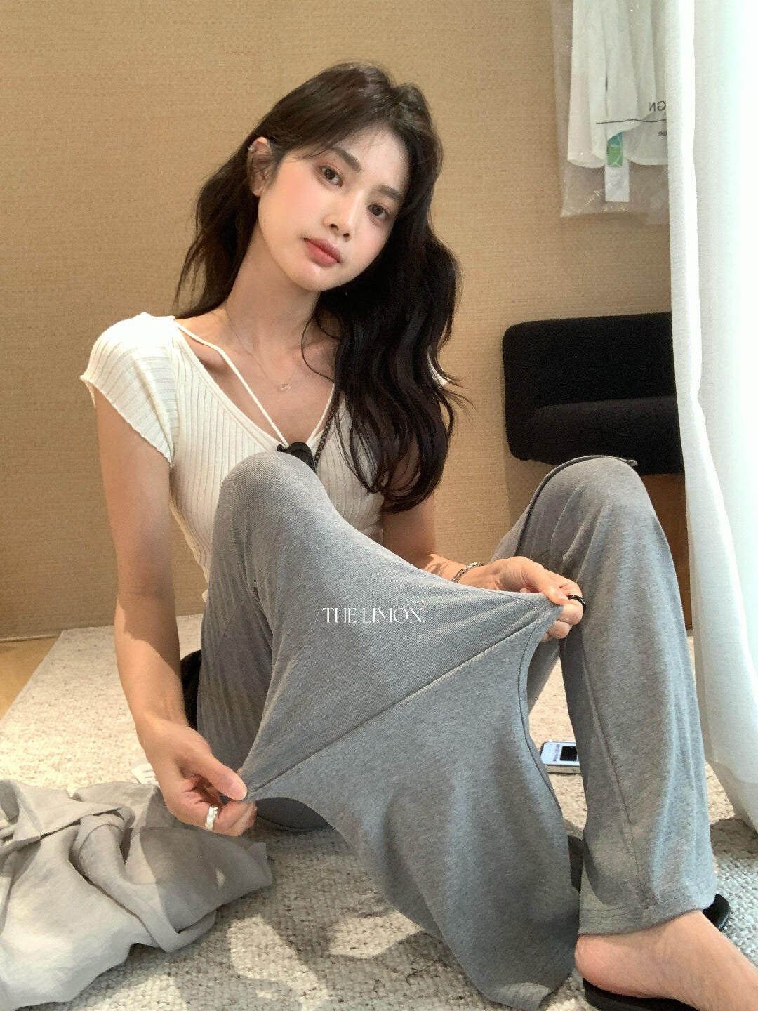 【L10599】層次感穿搭必備👖韓系百搭修身垂墜感微喇叭休閒褲(附外搭裙)260511
