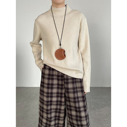 【cimYL713】實拍加厚捲邊半高領保暖針織衫251201