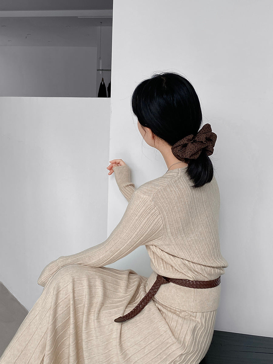 【cimz100789】實拍法式高級感收腰顯瘦針織衫＋針織長裙(分開下單）251120