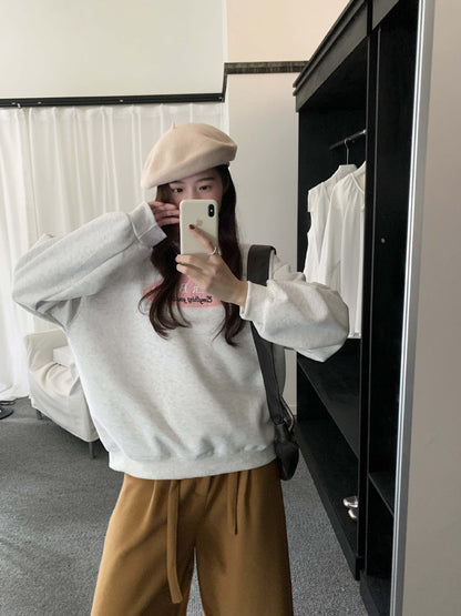 【H5478】實拍秋冬韓國質感刺繡棉質舒適衞衣251109