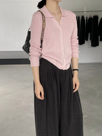 【cim6901】實拍慵懶紙片人polo領針織衫251030