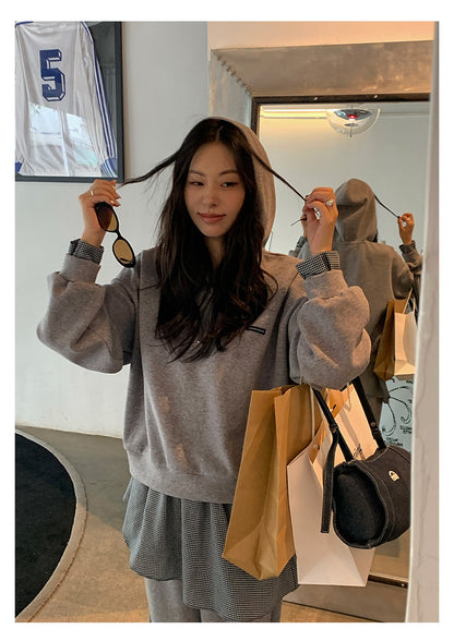 【H5395】實拍韓式連帽衞衣＋直筒衞褲＋屁簾(分開下單） 250902