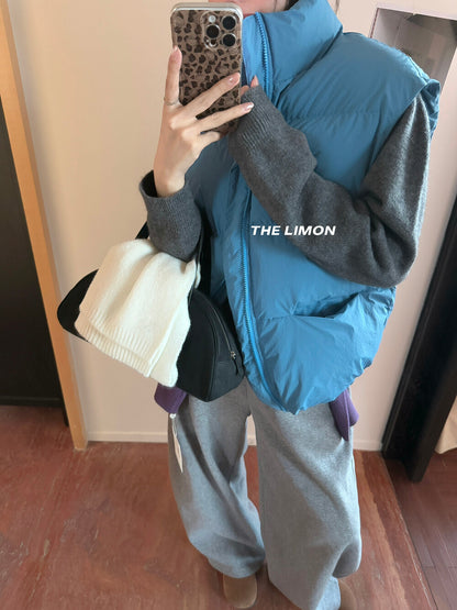 【L9309】實拍檸檬秋冬基礎款寬鬆百搭口袋拉鍊背心（內裡鋪棉）251117