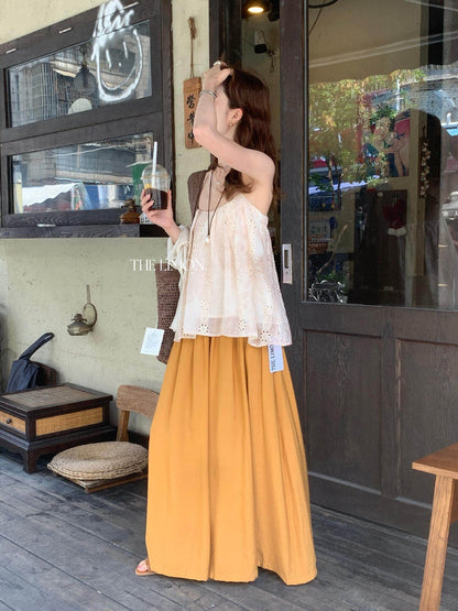 【L10690】夏日精緻女孩✨時髦鏤空刺繡工藝百搭休閒細肩帶上衣260511