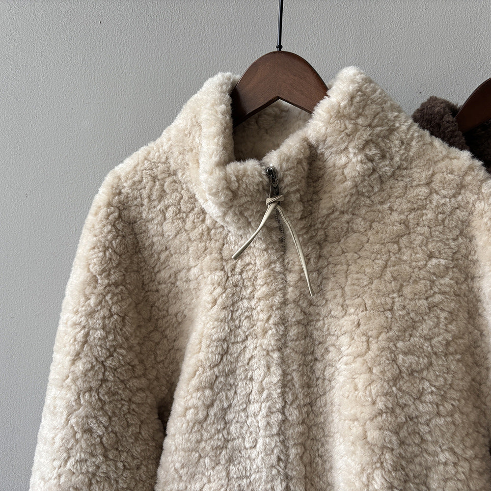 【YH8567】實拍冬天保暖厚款立领羊羔毛外套251113