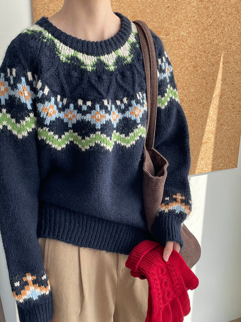 【cimMB850】實拍冬季必備复古費爾島提花針織毛衣251114