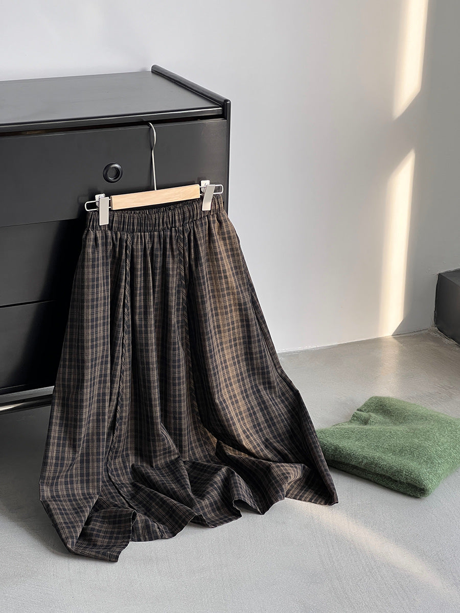 【cimz6381】實拍日系復古格紋內里加絨加厚A字裙251128