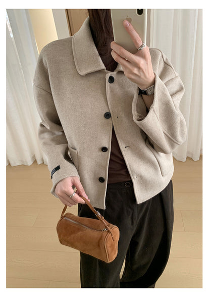 【H565】實拍高級感羊毛混紡羊絨手感外套大衣251021