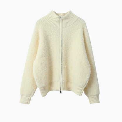 【LD11015】實拍雙頭拉鍊毛絨半高領加厚針織毛衣外套251110