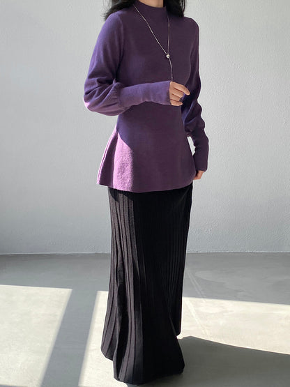 【cimz6652】實拍氣質半高領/V領燈籠袖極簡氣質針織衫251128