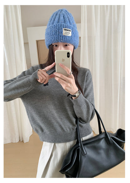 【H564】實拍貓咪刺繡Polo針織衫251021