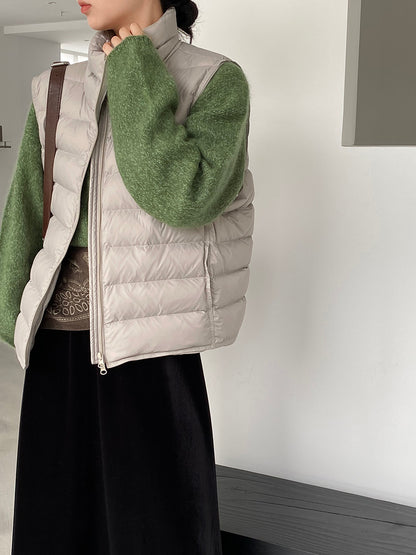 【cimz6377】實拍立領排骨雙頭拉鏈羽絨背心(90白鴨絨)251120