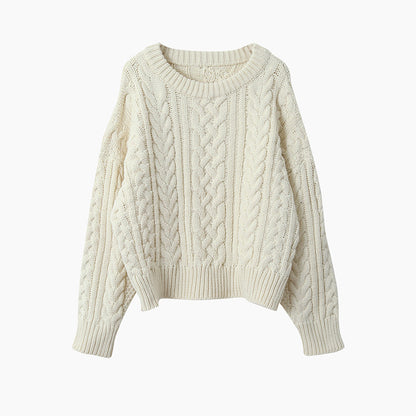 【LD11003】實拍冬季加厚麻花長袖圓領毛衣251110