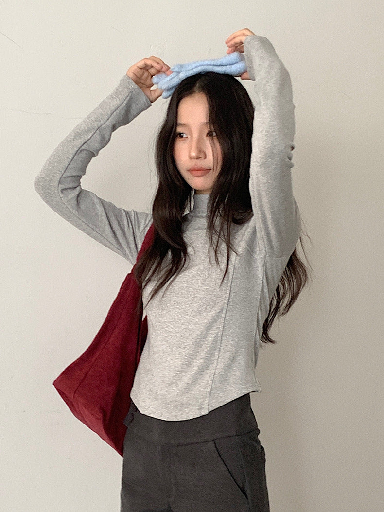 【LD11041】實拍羊绒簡約高領長袖T恤251202