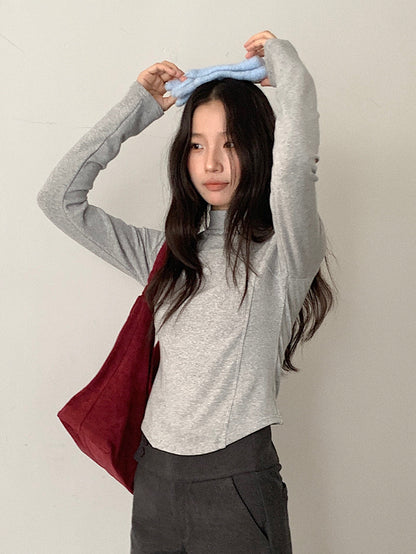 【LD11041】實拍羊绒簡約高領長袖T恤251202