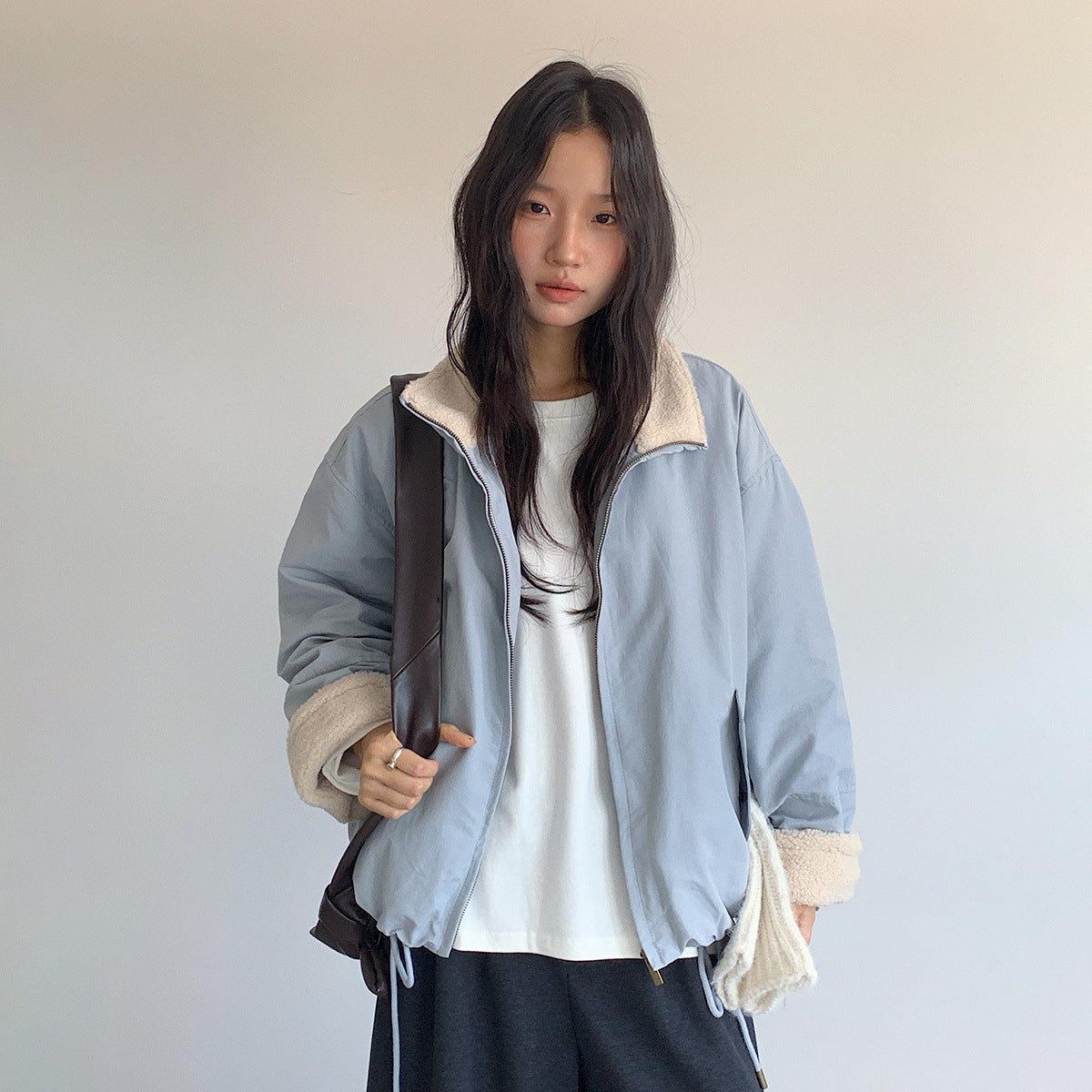 【LD11031】實拍冬天高級感加厚立領羊羔毛保暖夾克外套251124