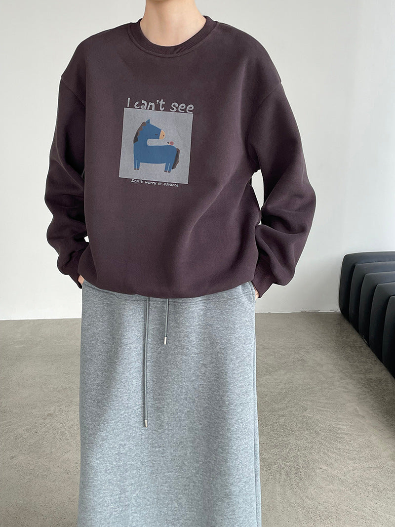 【cimD20307】實拍大人系印花加绒寬鬆衛衣251114