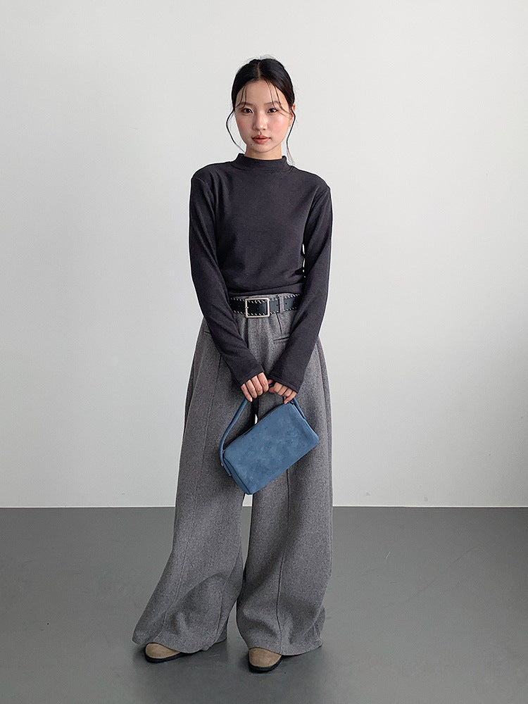 【LD11011】實拍S~XL設計感毛呢西裝闊腿褲251110