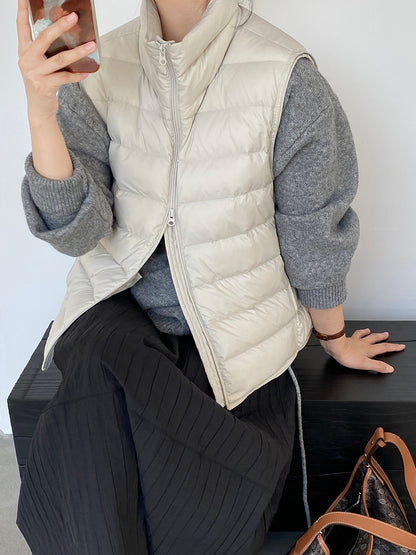 【cimz6377】實拍立領排骨雙頭拉鏈羽絨背心(90白鴨絨)251120