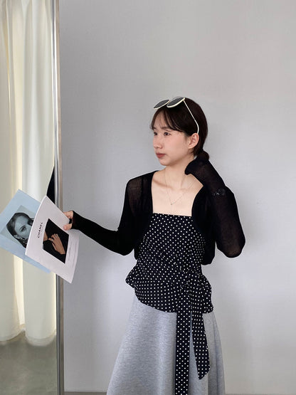 【cimzY762】實拍軟軟香香純慾風🎀碎花細肩帶上衣+長袖針織小外套兩件套260409