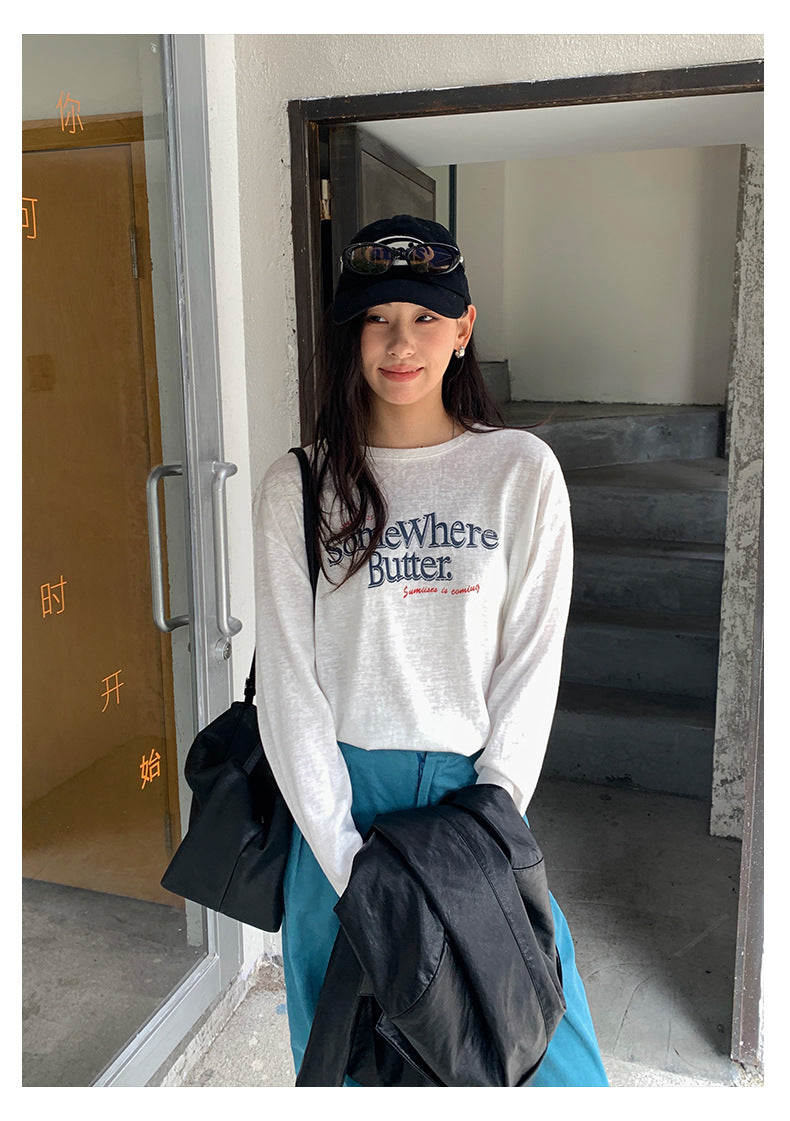 【H5389】實拍簡約休閒韓系長袖T恤250902