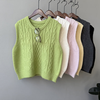 【YP2617】 實拍圓領麻花軟糯針織背心251023