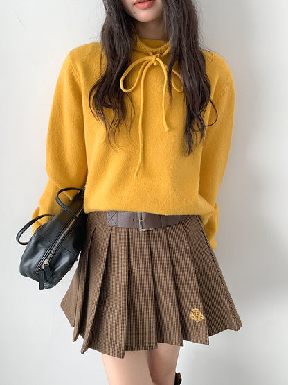 【LD3294】實拍慵懶復古立領羊駝絨針織衫251103