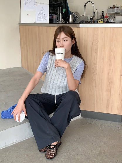 【LD2740】實拍高質感簡約坑條針織背心（羊毛33%)
250908