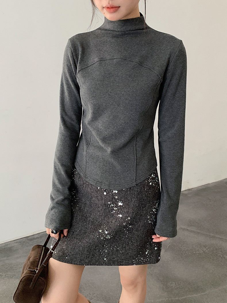 【LD11041】實拍羊绒簡約高領長袖T恤251202