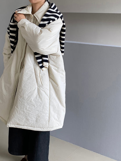 【cimz1235】 雪山奶糖 Muji 風輕薄初冬簡約廓形寬鬆棉服外套260108