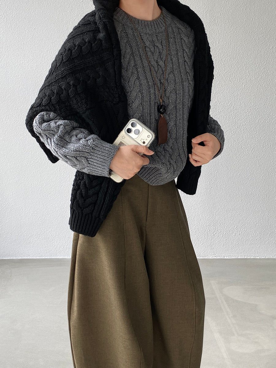 【cimz1398】實拍復古加厚保暖棒針麻花針織毛衣（棉羊毛17)251120