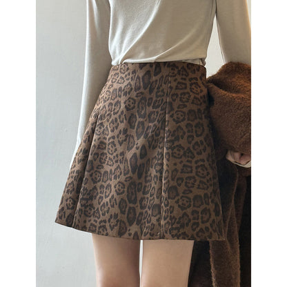 【Y82656】實拍美式復古豹紋A字裙(內有安全褲）251016