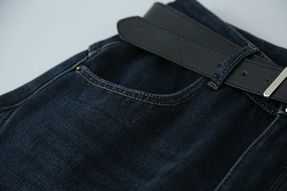 【LD11023】實拍S~XL顯瘦加絨加厚高腰寬鬆彎刀牛仔褲＋腰帶251124