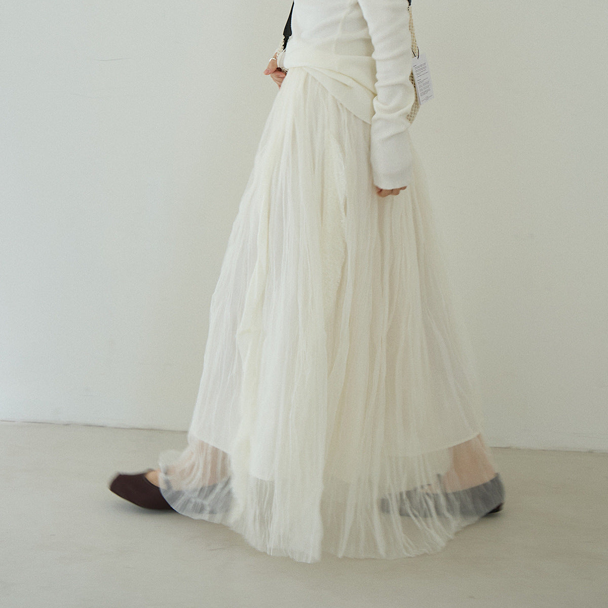 【LD11145】實拍浪漫百搭！氣質網紗A字裙/鬆緊腰紗裙/長裙260309