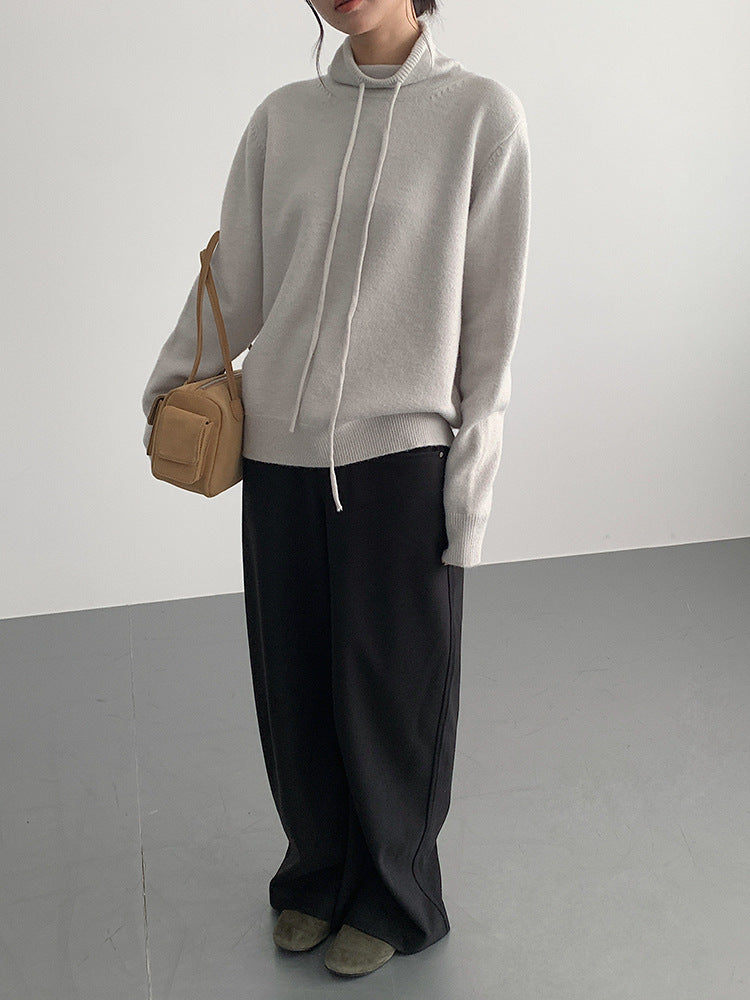 【LD3294】實拍慵懶復古立領羊駝絨針織衫251103