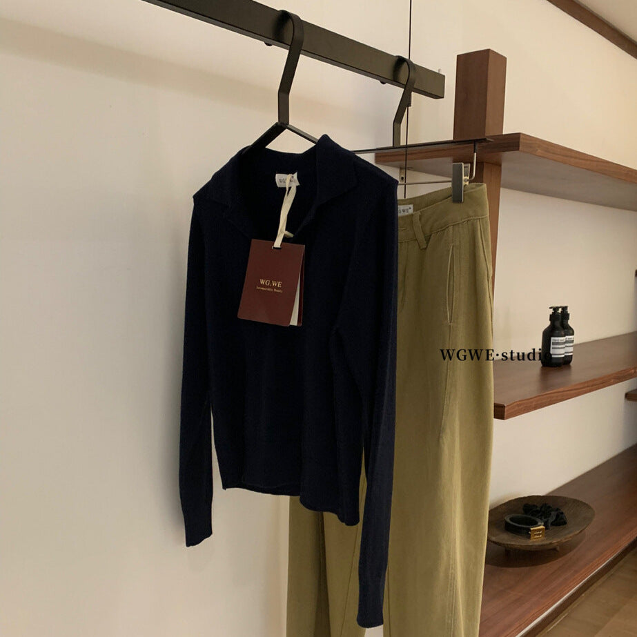 【L7074】實拍秋季復古老錢風氣質長袖針織衫251117