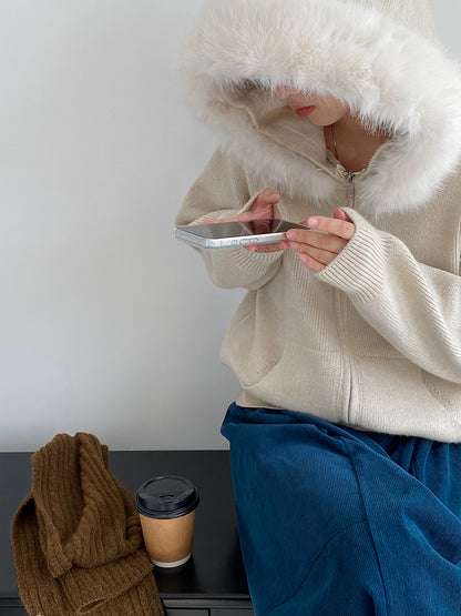 【cimz8321】實拍可拆卸毛領連帽拉鍊毛衣外套251128