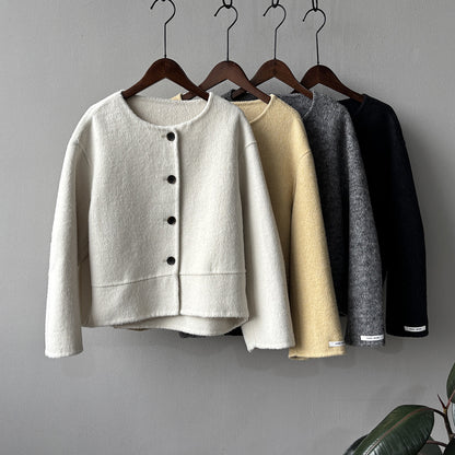 【Y8522】實拍高單氣質簡約綿羊毛呢外套（棉羊毛52%)251106